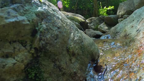 Kleiner-Wasserstrom,-Der-Durch-Felsen-Im-Wald-Fließt