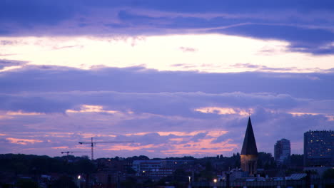 Timelapse-of-Evening-Clouds-Passing-Behind-Church-Steeple
