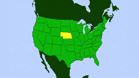 Animación-2D-Del-Mapa-Estadounidense-Con-Nebraska-Resaltado