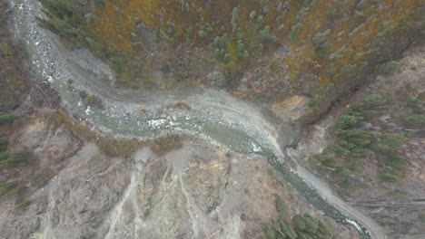 Aerial-above-Burwash-Creek,-Kluane-National-Park