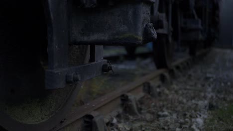 Train-wheel-on-the-track-close-up-low-zoom-shot