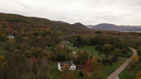 An-aerial-drone-shot-of-the-colorful-fall-foliage-in-upstate-NY