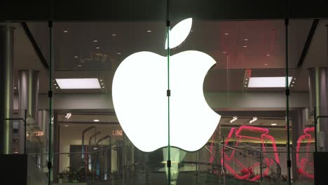 The-multinational-American-technology-brand-Apple-store-and-logo-are-seen-at-night-time-in-Hong-Kong