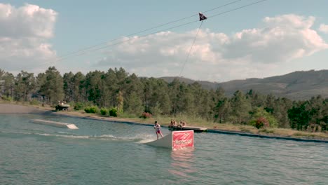 Amateur-wakeboarder-failure-performing-training-maneuver-in-artificial-lake