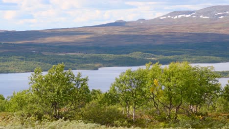 Hermoso-Paisaje-Noruego-Con-Lago-Natural-Y-Montañas-En-El-Fondo-Durante-La-Luz-Del-Sol