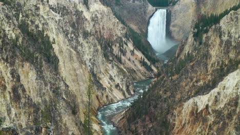 The-Grand-Canyon-of-Yellowstone-National-Park-lower-waterFall-with-raging-river-through-the-canyon