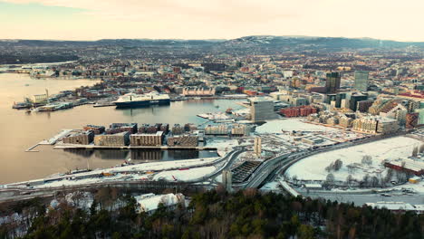 Sorengautstikkeren-Neighborhood-And-City-Of-Oslo-In-Winter-From-Ekebergparken-In-Norway