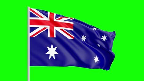 Bandera-Nacional-De-Australia-Ondeando-En-El-Viento-En-Pantalla-Verde-Con-Mate-Alfa