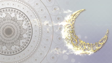 Eid-Al-Adha-Mubarak-Feier-Für-Die-Muslimische-Gemeinschaft,-Schleife-Elegante-Arabeske-Mandala-Hintergrunddekorationen-Mit-Kalligrafie-übersetzt-Als:-Habe-Einen-Gesegneten-Feiertag