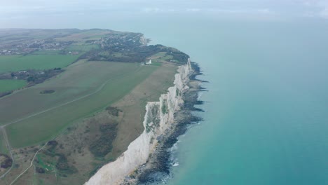 High-Aerial-dolly-forward-shot-of-the-White-cliffs-of-dover-UK