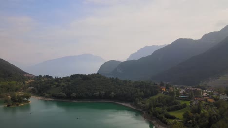 Aerial-View-of-Tenno-Lake,-North-Italy,-Picturesque-Landscape-on-Summer-Day
