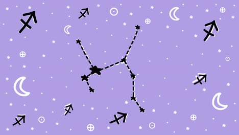 Hand-drawn-stop-motion-animation-of-Sagittarius-zodiac-sign-symbol-and-constellation