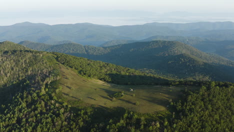 An-aerial-shot-of-Cole-Mountain-and-the-Appalachian-Trail-at-dawn-during-summer