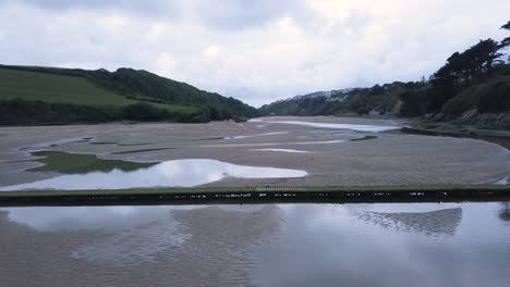 Beautiful-Unique-Landscape-Of-Newquay-By-The-Gannel-River---panning-shot
