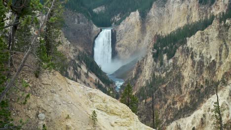 The-Grand-Canyon-of-Yellowstone-National-Park-Lower-Falls-with-wide-view-of-canyon-and-river