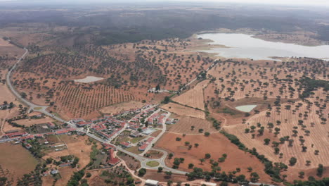 aerial-views-of-Santa-Susana-village,-Alentejo,-Portugal-10