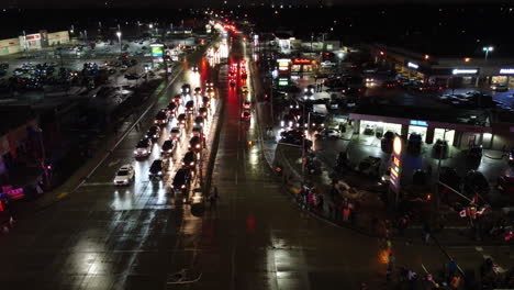 Drone-view-of-Freedom-convoy-protest-at-night-in-Windsor