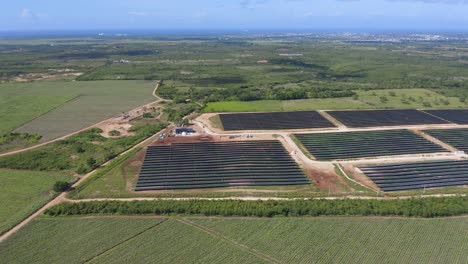 Aerial-Panorama-Of-Parque-Fotovoltaico-El-Soco-In-San-Pedro-De-Macorís,-Dominican-Republic