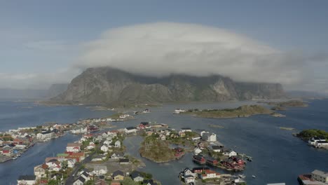Aerial-view-of-famous-fishing-village-of-Henningsvær