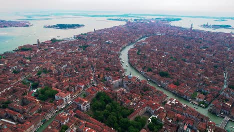 Aerial-View-Of-Venice-City,-Grand-Canal,-And-Venetian-Lagoon-In-Italy