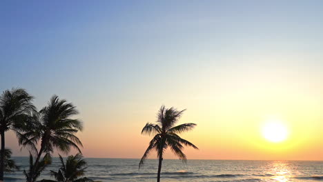 Silhouetten-Von-Kokospalmen-Bei-Goldenem-Sonnenuntergang-über-Dem-Meer