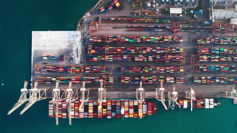 Container-port-aerial-top-down-view,-Koper-Slovenia