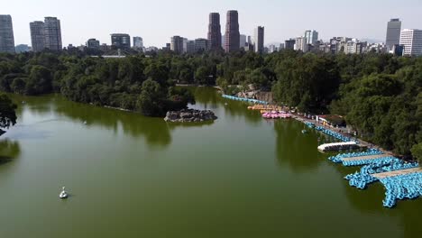 The-panoramic-view-of-Chapultepec-lake-with-blue-sky-and-it's-mesmerizing-surroundings