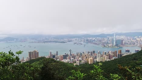 Zeitraffer-Des-Stadtbildes-Von-Hongkong-Von-Oben