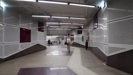 Girl-Walks-Into-The-Metro-Station-In-Bucharest