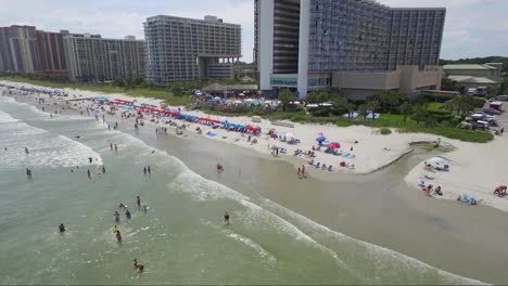 Flying-over-a-beach-in-Myrtle-Beach-SC-during-summer