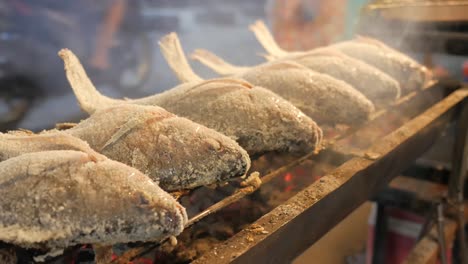 Salzkruste-Gegrillter-Fisch-Thailändisches-Straßenessen-Thailand