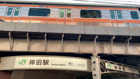 A-train-starts-moving-and-leave-above-the-West-gate-of-Kanda-Station