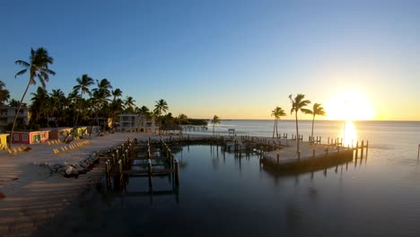 Aerial-footage-over-a-marine-out-to-sea-from-a-Islamorada-resort
