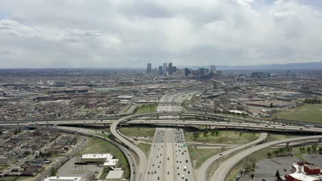 Aerial-static-view-of-city-and-Highway