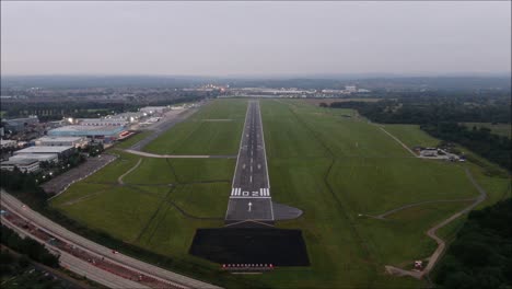 Drone-filming-at-an-airport-runway.-Pan-shot