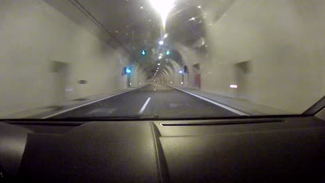 In-a-tunnel-in-the-Pindos-Mountains,-driving-on-the-autobahn-between-Thessaloniki-and-Ioannina-in-the-northwest-region-of-Greece