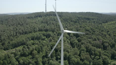 Drone-Aerial-close-up-of-a-Windmill-in-beautiful-german-landscape,-Germany,-Europe