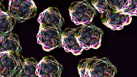 Many-animated-soap-bubbles-floating-against-the-black-background