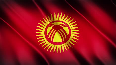 Flagge-Kirgisistans-Weht-Im-Hintergrund