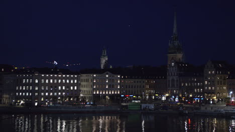 Wide-static-shot-of-Old-town-in-Stockholm-Sweden-by-afar