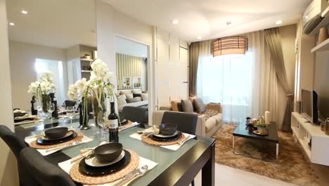 Decorative-Dining-Area-in-the-Open-Plan-Accommodation--Home--Flat--apartment