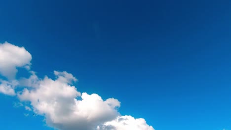 Zeitraffer-Weißer-Kumuluswolken,-Die-Sich-Gegen-Den-Blauen-Himmel-Bewegen