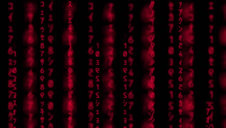 Red-Matrix-Grid,-Matrix-intro,-Falling-red-binary-numbers-representing-computer-code