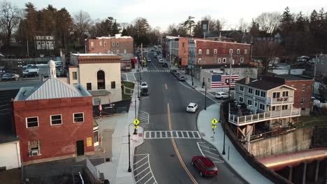 Downtown-Wappingers-Falls-is-shown-in-this-aerial-4K-footage