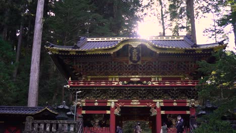 Slide-reveal-of-beautiful-shrine-building-inside-Nikko-Toshogu-Shrine-Complex-in-Nikko-Japan