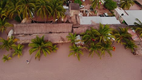 Aerial-View-of-Quiet-Beach-in-Manzanillo,-Mexico