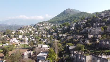 Abandoned-Greek-village-Kayakoy,-the-famous-ghost-town-in-Fethiye,-Turkey