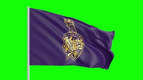 Kolkata-Knight-Riders-IPL-Flagge-Auf-Grünem-Bildschirm-Mit-Alpha-Matte