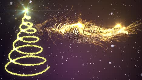 Stilvolle-Violette-Weihnachts-Motion-Grafik-Mit-Animiertem-Schnee-Und-Spiralförmigem-Weihnachtsbaum-In-Glitzernden-Glitzern-Mit-Einem-Feuerwerk,-Das-Den-Stern-An-Der-Spitze-Enthüllt,-Und-Der-Botschaft-„Frohe-Weihnachten??“