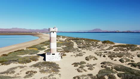 Leuchtturm-An-Der-Sandgrube-Am-Eingang-Des-Hafens-Von-Punta-Arenas-In-Bahia-De-Los-Angeles,-Mexiko